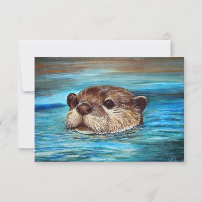 River Otter Painting  Card (Front)