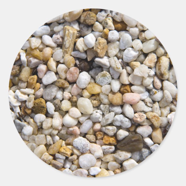 River Pebbles Rocks in Brown, Grey and White Classic Round Sticker (Front)