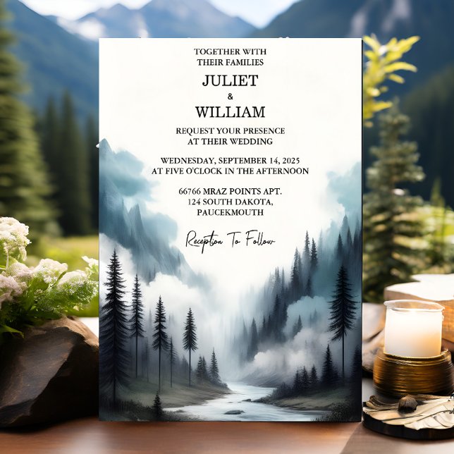 River Rain Cloud Nature Smoky Mountain Wedding Invitation (Creator Uploaded)