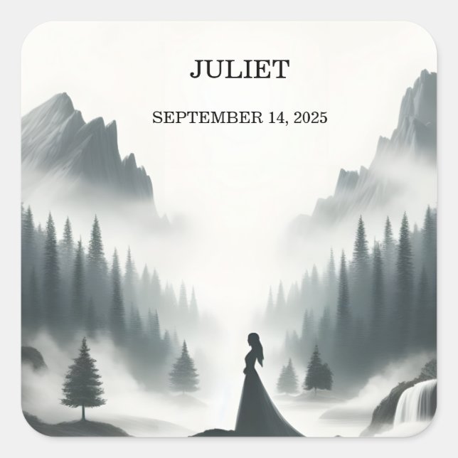 River Rain Cloud Smoky Mountain Bridal Shower Square Sticker (Front)