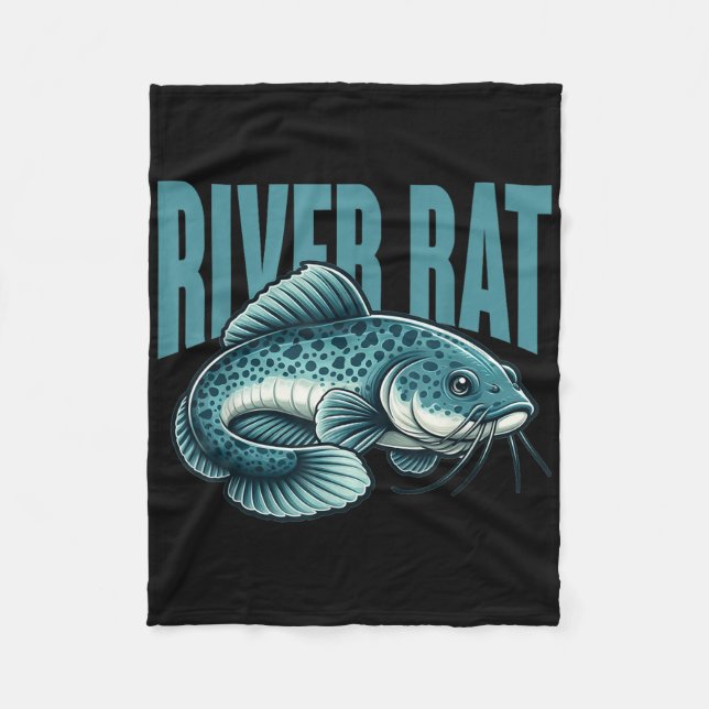 River Rat Catfish Fishing Fish Fisherman  Fleece Blanket (Front)