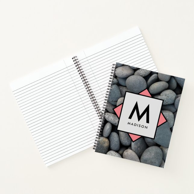 River Rock Pile with Your Own Name and Monogram on Notebook (Inside)