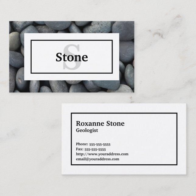 River Rocks with Name and Monogram Business Card (Front/Back)