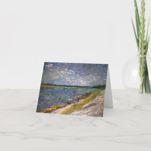 River & Rowing Boats Van Gogh Fine Art Card (Front)