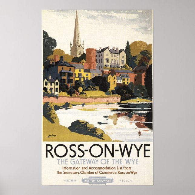 River Scene of Town British Railways Poster (Front)
