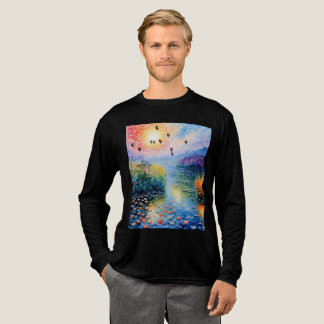 river scene with hot air balloons Tri-Blend shirt