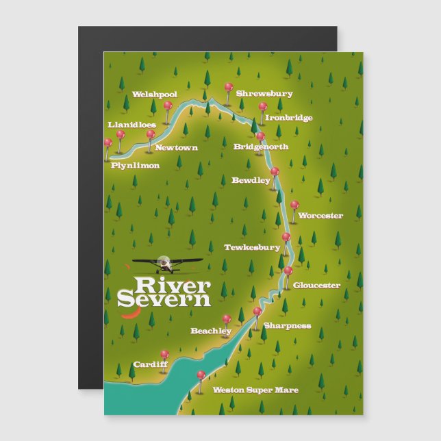 River Severn Wales England travel map (Front/Back)
