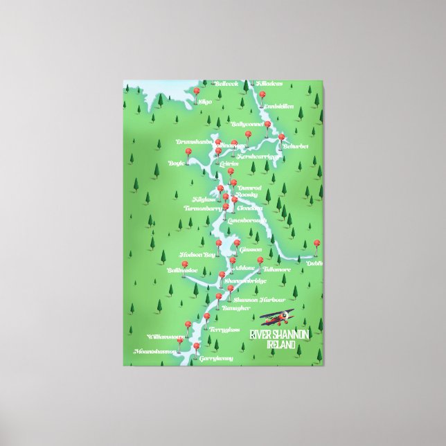 River Shannon Ireland Map Canvas Print (Front)