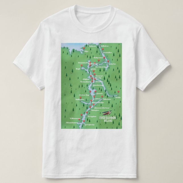 River Shannon Ireland Map T-Shirt (Design Front)