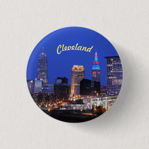 River Skyline Cleveland OH Button