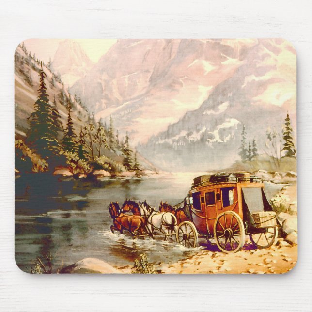 RIVER STAGECOACH CROSSING by SHARON SHARPE Mouse Pad (Front)
