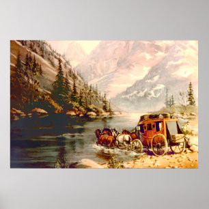 RIVER STAGECOACH CROSSING by SHARON SHARPE Poster