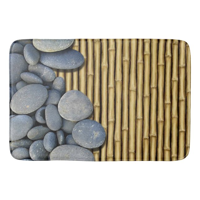 River Stones and Bamboo Bath Mat (Front)