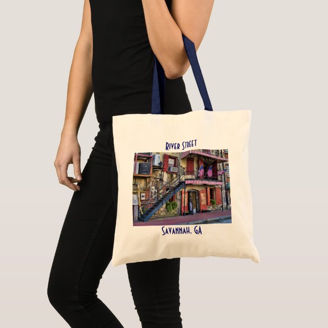 River Street Savannah, Georgia Travel Photography Tote Bag (Front (Product))