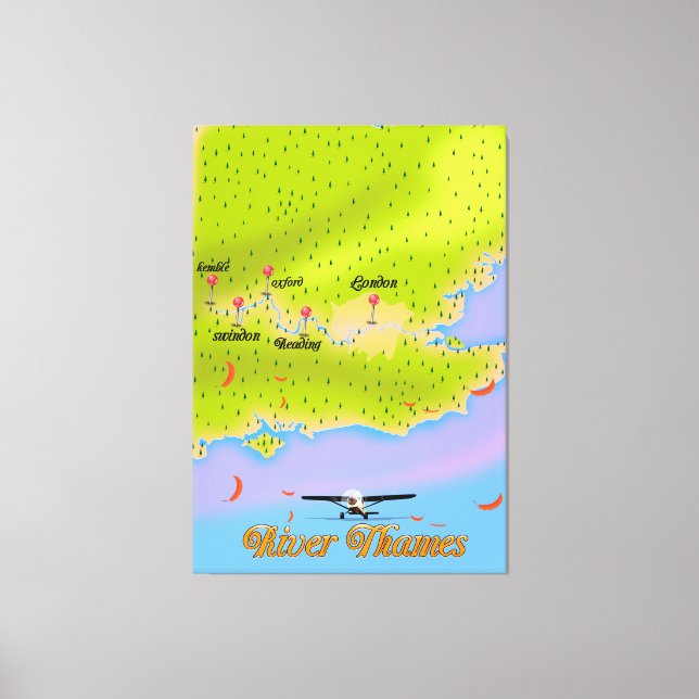 River Thames London England map Canvas Print (Front)