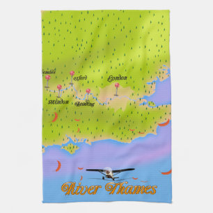River Thames London England map Tea Towel