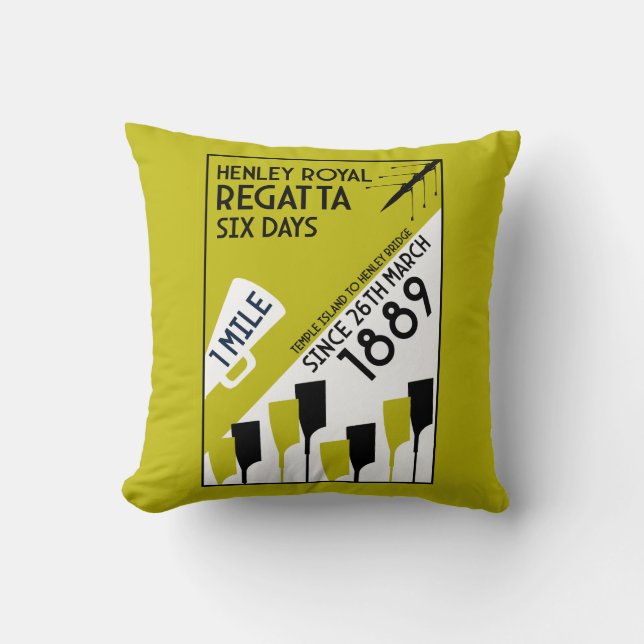 River Thames Regatta - Vintage Retro Style Rowing  Cushion (Front)
