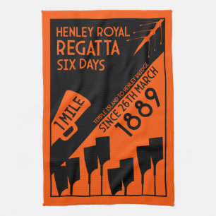 River Thames Regatta - Vintage Retro Style Rowing Tea Towel