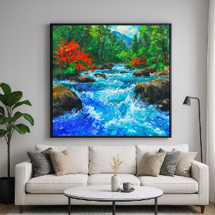 River Through The Forest - Impressionist Art Style Poster