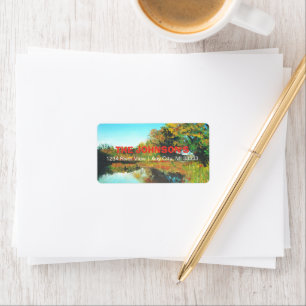 River Trees Fall Landscape Fine Art Custom Label