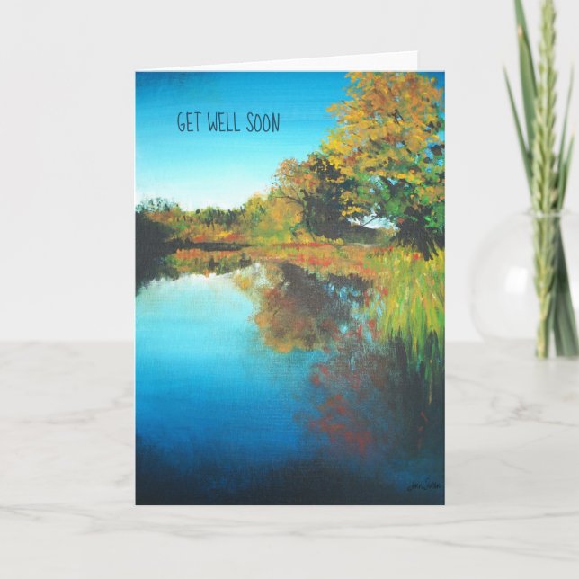 River Trees Fall Landscape Fine Art Get Well Soon Card (Front)