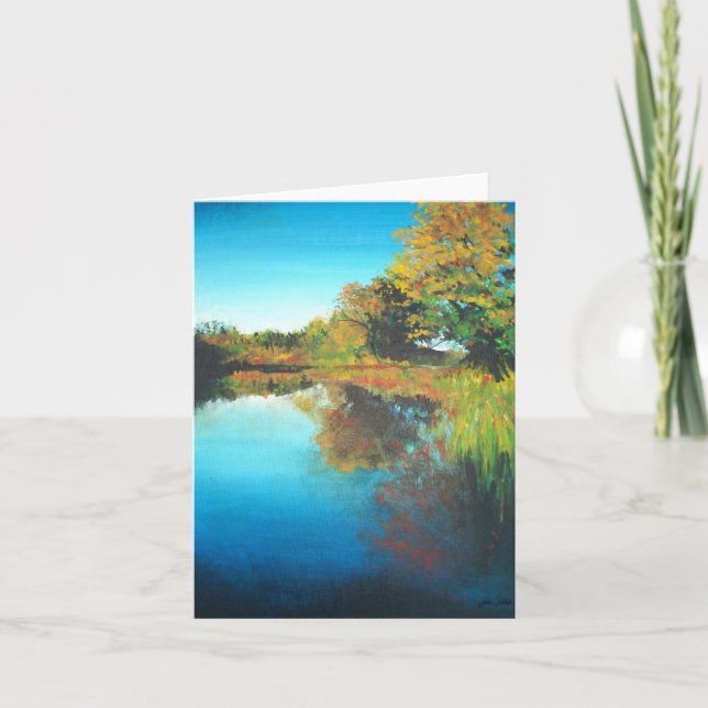 River Trees Fall Landscape Fine Art Note Card (Front)