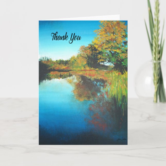 River Trees Fall Landscape Fine Art Thank You Card (Front)