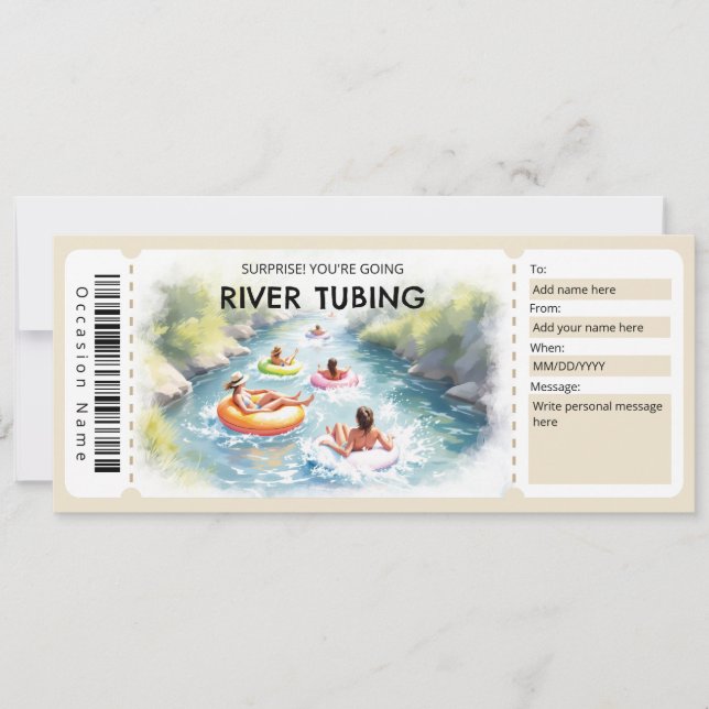 River Tubing Gift Certificate Invitation (Front)