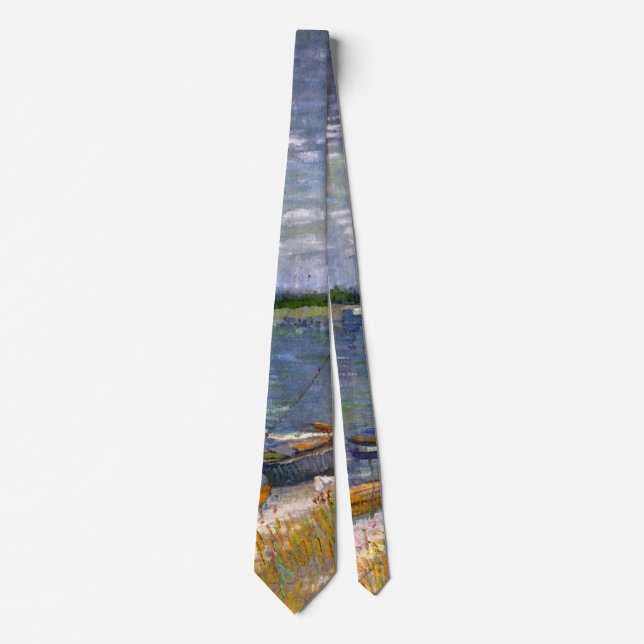 River with Rowing Boats by Vincent van Gogh Tie (Front)