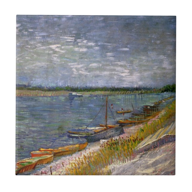 River with Rowing Boats by Vincent van Gogh Tile (Front)