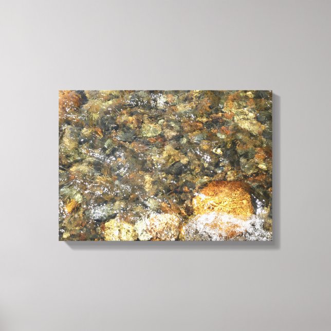 River-Worn Pebbles Brown and Grey Natural Abstract Canvas Print (Front)