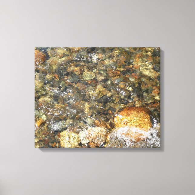 River-Worn Pebbles Brown and Grey Natural Abstract Canvas Print (Front)