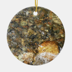 River-Worn Pebbles Brown and Grey Natural Abstract Ceramic Tree Decoration
