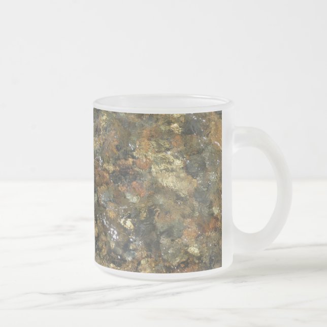 River-Worn Pebbles Brown and Grey Natural Abstract Frosted Glass Coffee Mug (Right)