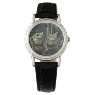 Riverbound Wonders: Two Plump Green Frogs By River Watch