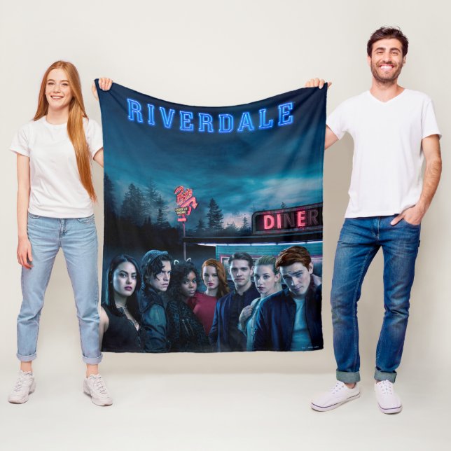 Riverdale Outside Pop's Diner Poster Fleece Blanket (In Situ)