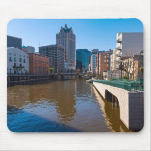 riverfront from kilbourn street in milwaukee mouse pad