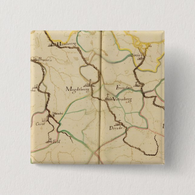 Rivers and Valleys of Germany 15 Cm Square Badge (Front)