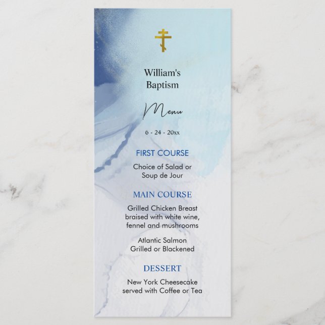 Rivers of Living Water Orthodox Christian Baptism Menu (Front)