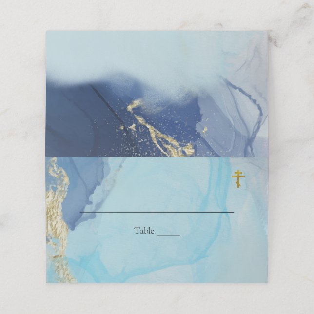 Rivers of Living Water Orthodox Christian Baptism Place Card (Outside Unfolded)