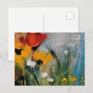 Riverside – Abstract Floral Landscape Postcard