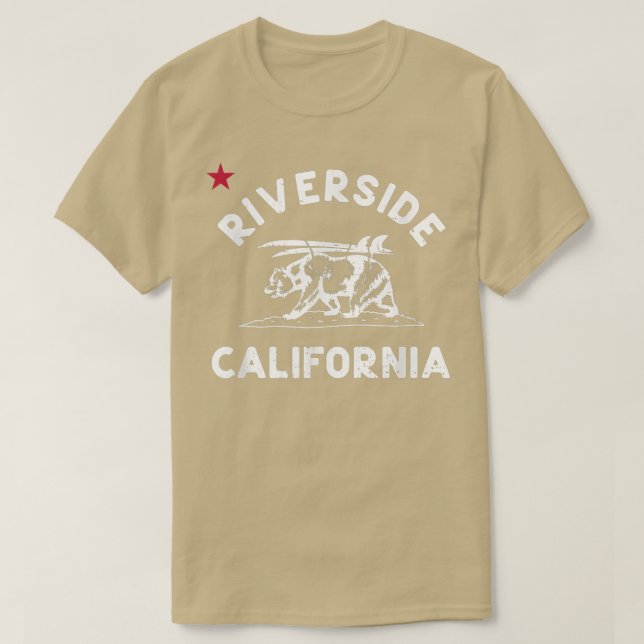 Riverside Beach California Flag Bear Surf CA Vinta T-Shirt (Design Front)