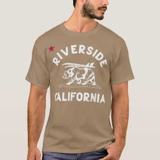 Riverside Beach California Flag Bear Surf CA Vinta T-Shirt