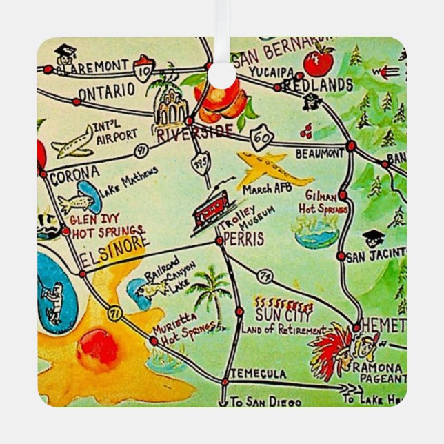 Riverside CA Colorful Ornament (Front)