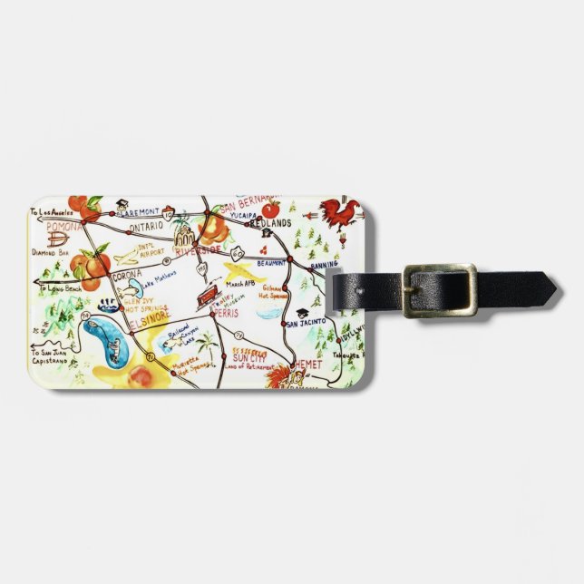 Riverside CA Vintage Map  Luggage Tag (Front Horizontal)
