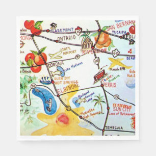 Riverside - California Colourful Map Napkin