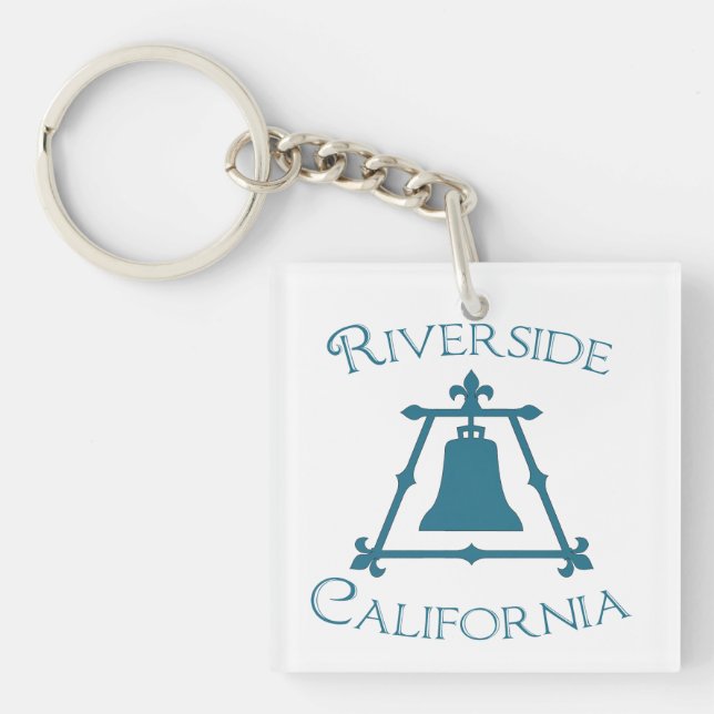 Riverside, California Fleur Design Key Ring (Front)