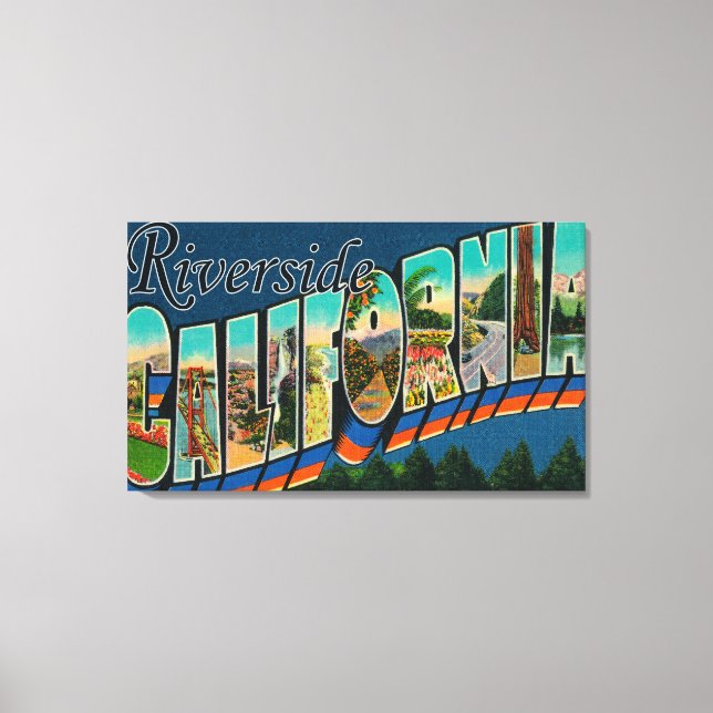 Riverside, California - Large Letter Scenes Canvas Print (Front)
