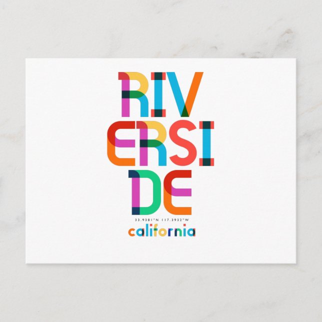 Riverside California Mid Century, Pop Art, Postcard (Front)