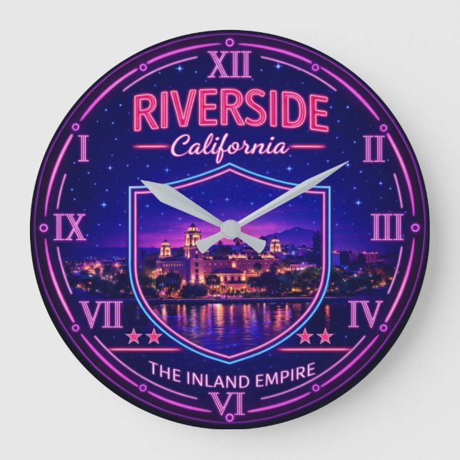 Riverside California Skyline  Large Clock (Front)
